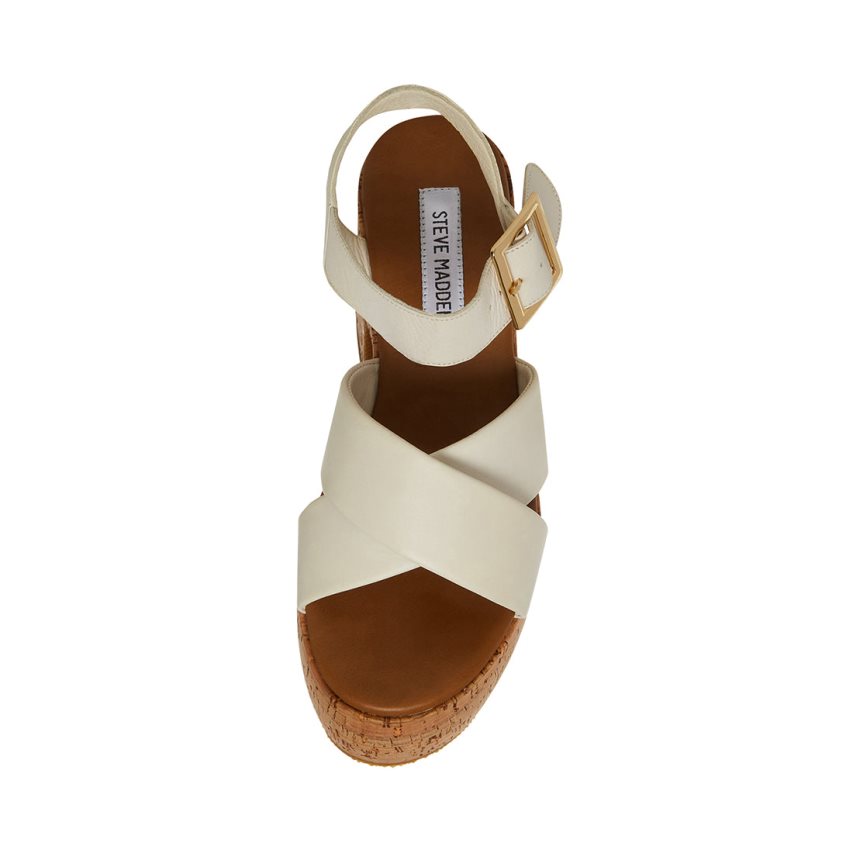 Sandalias de Plataforma Steve Madden Palmer Cuero Mujer Blancas | ES OZ1609